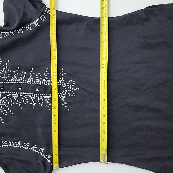 Ninety Sequined 100% Silk Black Tunic Round Neckline  Long Sleeves Size Small - Picture 7 of 8